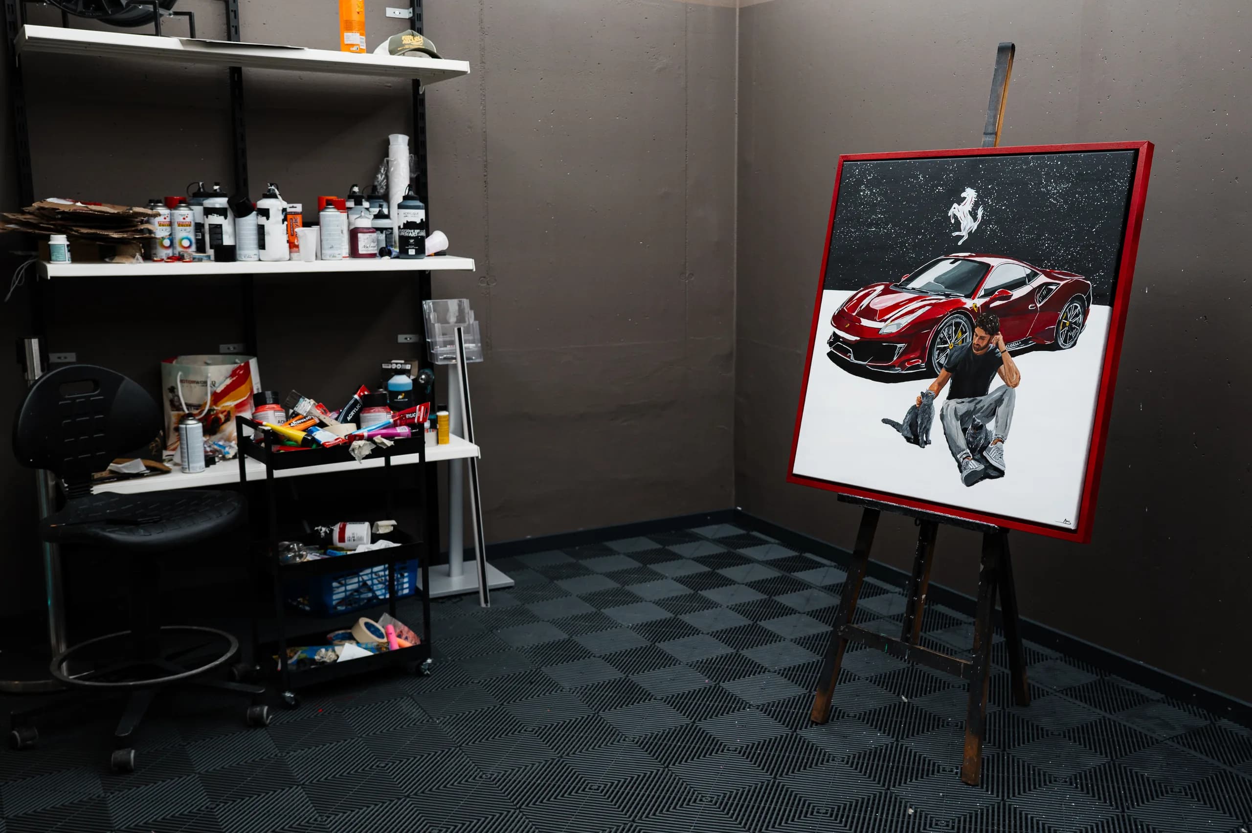 The Eligella on its easel in Andre Schwarzhans’ studio